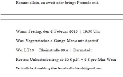 Etwas ganz Neues für 2015 oder wer mal Lust hat, bei mir zu essen