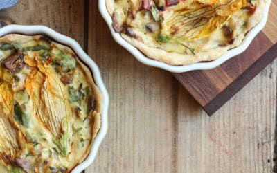 Mangold-Ricotta-Quiche mit Steinpilzen und Kürbisblüten oder Blattläuse zum Dinner