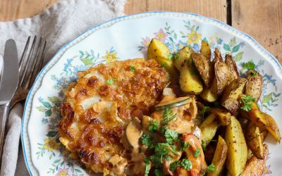 Sellerieschnitzel mit veganer Bratensoße und Kartoffelecken oder wie sich Lieblingsessen im Laufe der Jahre wandeln